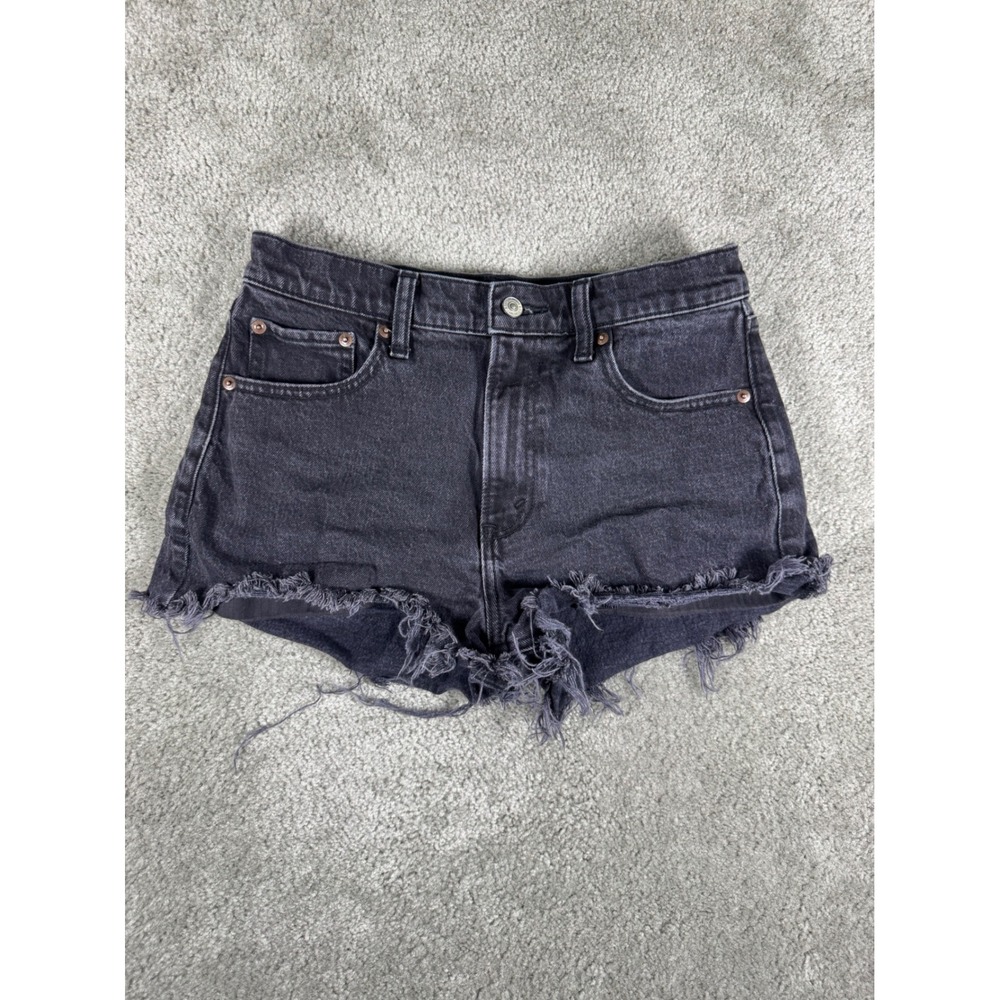 Abercrombie & Fitch The Mom Short High Rise Black Denim Cut Off Shorts 27